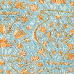 Pre Owned Salvatore Ferragamo Blue Floral Print Silk & Linen Tie