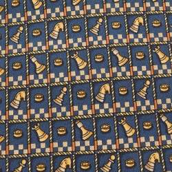 Pre Owned Salvatore Ferragamo Navy Blue Chess Print Silk Tie