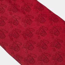 Pre Owned Salvatore Ferragamo Red Silk Jacquard Tie