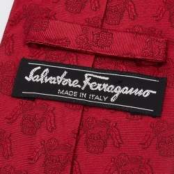Pre Owned Salvatore Ferragamo Red Silk Jacquard Tie