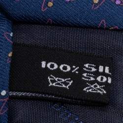 Pre Owned Salvatore Ferragamo Blue Planet Printed Silk Tie