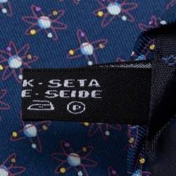 Pre Owned Salvatore Ferragamo Blue Planet Printed Silk Tie