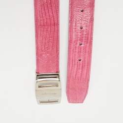 Pre Owned Salvatore Ferragamo Pink Lizard Adjustable Belt 105CM