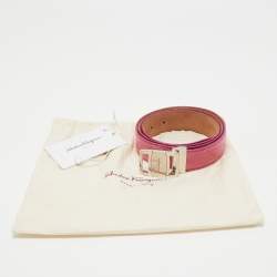 Pre Owned Salvatore Ferragamo Pink Lizard Adjustable Belt 105CM