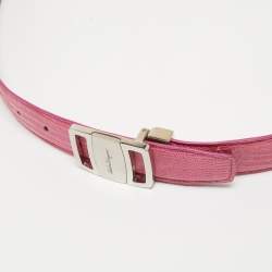 Pre Owned Salvatore Ferragamo Pink Lizard Adjustable Belt 105CM