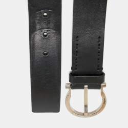 Pre Owned Salvatore Ferragamo Black Leather Gancio Buckle Belt 