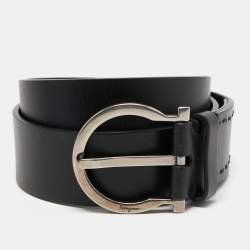 Salvatore Ferragamo Belt Black Leather CI-23 A481 Cm-95 w/ box