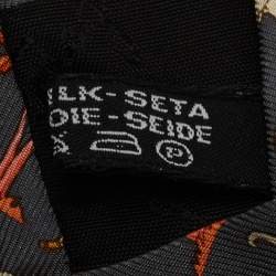 Pre Owned Salvatore Ferragamo Grey Elephant Print Silk Tie 
