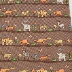 Pre Owned Salvatore Ferragamo Brown Striped Animal Print Silk Tie