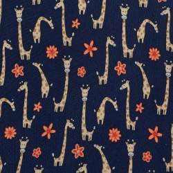 Pre Owned Salvatore Ferragamo Navy Blue Giraffe Print Silk Traditional Tie