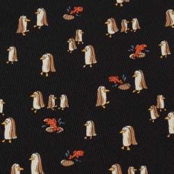 Pre Owned Salvatore Ferragamo Black Printed Silk Classic Tie 