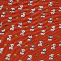 Pre Owned Salvatore Ferragamo Rust Orange Animal Print Silk Tie