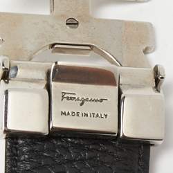 Pre Owned Salvatore Ferragamo Black/RedLeather Gancini Buckle Reversible Belt 100CM