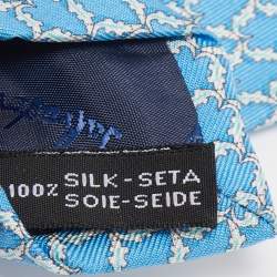 Pre Owned Salvatore Ferragamo Blue Printed Silk Tie