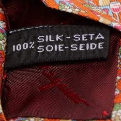 Pre Owned Salvatore Ferragamo for Antinori nel Chianti Classico Orange Wine Print Silk Tie