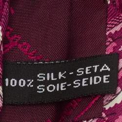 Pre Owned Salvatore Ferragamo Pink Leaf Print Silk Tie