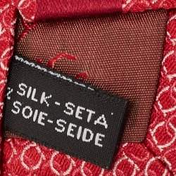 Pre Owned Salvatore Ferragamo Red Gancini Pattern Silk Tie
