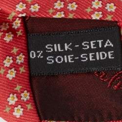 Pre Owned Salvatore Ferragamo Red Floral Print Silk Tie
