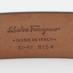 Pre Owned Salvatore Ferragamo Brown Leather Double Gancini Parigi Buckle Belt 100CM