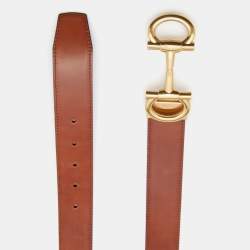 Pre Owned Salvatore Ferragamo Black/Tan Leather Double Gancini Parigi Reversible Cut to Size Belt