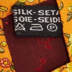 Pre Owned Salvatore Ferragamo Chrome Yellow Floral Print Silk Tie