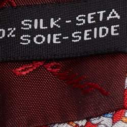 Pre Owned Salvatore Ferragamo Red Puppy Print Silk Tie