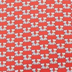 Pre Owned Salvatore Ferragamo Red Puppy Print Silk Tie