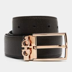 Pre Owned Salvatore Ferragamo Black/Brown Leather Cut to Size Reversible Belt