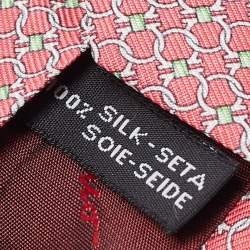 Pre Owned Salvatore Ferragamo Pink Gancini Print Silk Tie