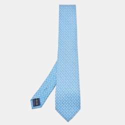 Pre Owned Salvatore Ferragamo Blue Snail Print Silk Tie