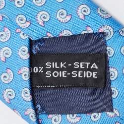Pre Owned Salvatore Ferragamo Blue Snail Print Silk Tie