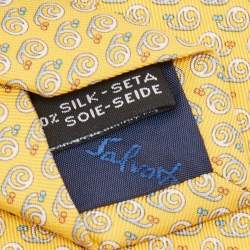 Pre Owned Salvatore Ferragamo Yellow Snail Print Silk Tie