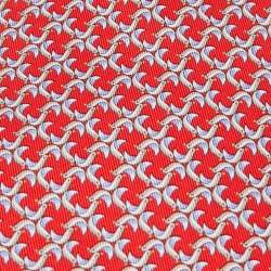 Pre Owned Salvatore Ferragamo Red Bird Print Silk Tie