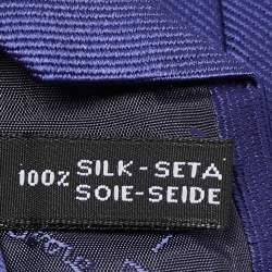 Pre Owned Salvatore Ferragamo Navy Blue Diagonal Striped Silk Tie