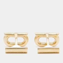 Pre Owned Ferregamo Gancini Gold Tone Cufflinks
