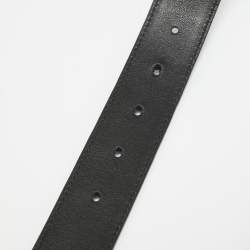 Pre Owned Salvatore Ferragamo Navy Blue/Black Leather Gancio Cut to Size Reversible Belt