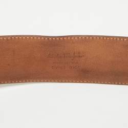 Pre Owned Salvatore Ferragamo Brown Gancini Print Leather Buckle Belt 115CM