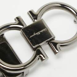 Pre Owned Salvatore Ferragamo Black/Dark Brown Leather Gancini Cut to Size Reversible Belt