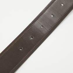 Salvatore Ferragamo Black/Dark Brown Leather Cut to Size Buckle Belt