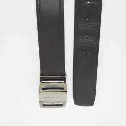Salvatore Ferragamo Black/Dark Brown Leather Cut to Size Buckle Belt