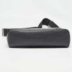 Salvatore Ferragamo Black Gancini Embossed Leather Messenger Bag