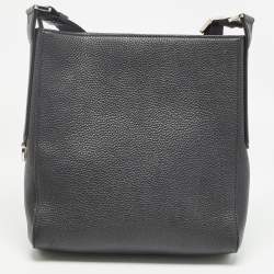 Salvatore Ferragamo Black Gancini Embossed Leather Messenger Bag