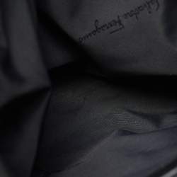 Salvatore Ferragamo Black Gancini Embossed Leather Messenger Bag