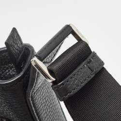 Salvatore Ferragamo Black Gancini Embossed Leather Messenger Bag