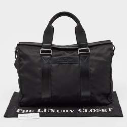 Salvatore Ferragamo Black Nylon ZIp Tote