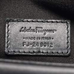 Salvatore Ferragamo Black Gancini Embossed Leather Flap Messenger Bag