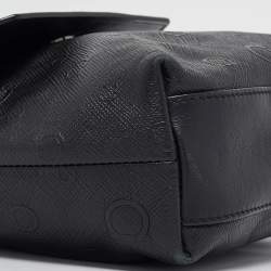Salvatore Ferragamo Black Gancini Embossed Leather Flap Messenger Bag