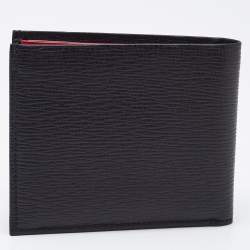 Pre Owned Salvatore Ferragamo Black Textured Leather Logo Bifold Wallet