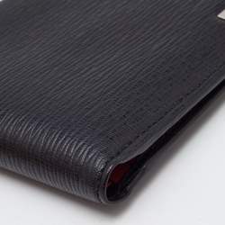 Pre Owned Salvatore Ferragamo Black Textured Leather Logo Bifold Wallet