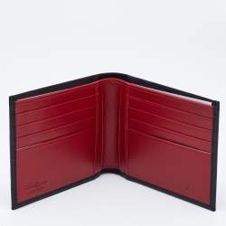 Pre Owned Salvatore Ferragamo Black Textured Leather Logo Bifold Wallet